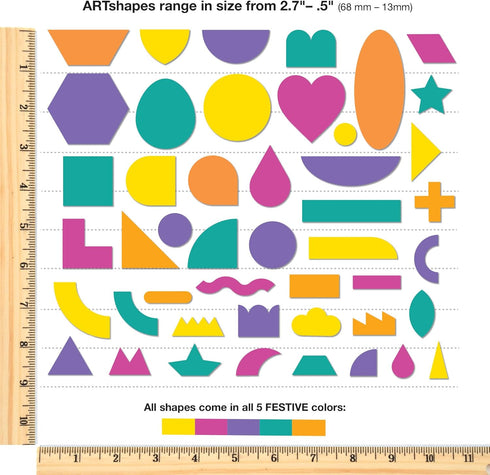 ARTshapes 840 pc Creative Paper Shapes Pack with 70+ Idea Guide - US Made Card Stock - Punch Out Funky DIY Craft Supplies for Whimsical Art Design...