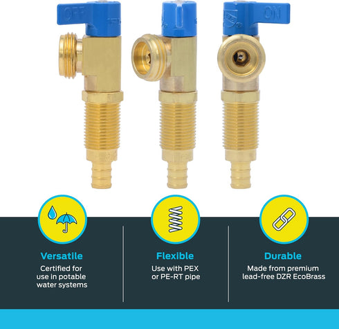 SharkBite 1/2 Inch Crimp Washing Machine Valve, Cold, Brass Plumbing Fitting, PEX Pipe, PE-RT, 24813A...