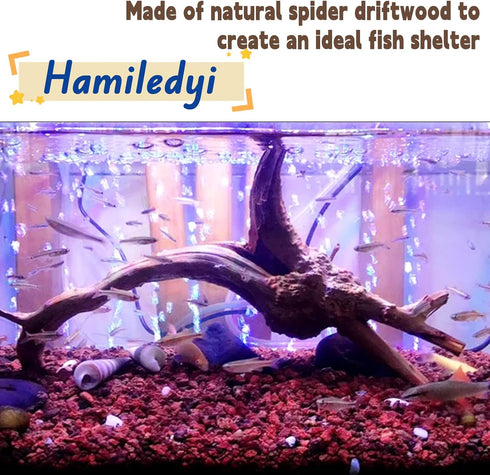 Hamiledyi Driftwood for Aquarium,Natural Spider Wood Reptile Branches Fish Tank Log Ornament Aquarium Trunk Decoration 4 Pcs?8-10inch?...