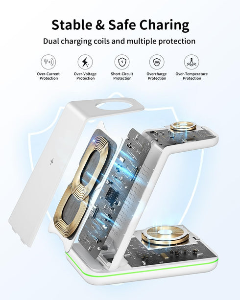 Wireless Charger for Samsung&Android: JoyGeek 3 in 1 Charging Station for Galaxy Watch5 Pro/4/3/Active2/1 - Phone Charger Stand for S24/S23 Ultra/...