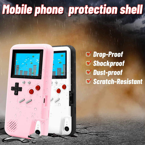 LucBuy Game Console Case Compatible for iPhone XR, Retro Protective Cover Self-Powered Case with 36 Small Games, Full Color Display, Shockproof Vi...