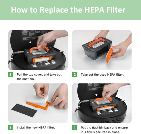 R1 Replacement HEPA Filters Pack for R1 Robot Vacuum, 10-Piece HEPA Filters and 10-Piece Carbon Sponge Filters, Washable...