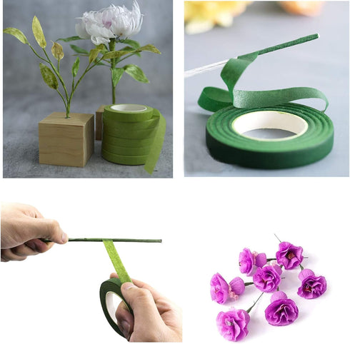 4 Rolls 1/2 Inch Floral Tapes Florist Wraps for Bouquet Stem and Flowers Making Craft Projects (30 Yards, Dark Green)...