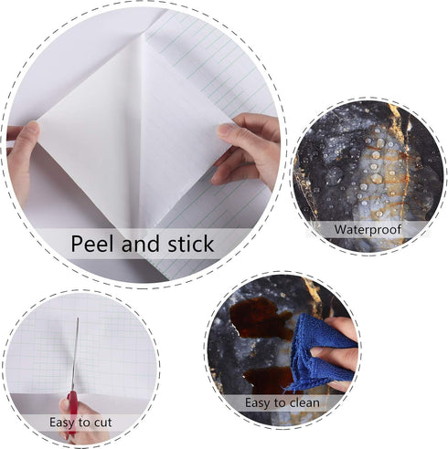 Marble Black Contact Paper Peel and Stick Countertops Gold Contact Paper Peel and Stick Wallpaper for Kitchen Waterproof Vinyl Film Marble Shelf L...