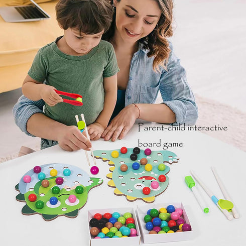 shenhailan Montessori Wooden Clip Bead Board Game Fine Motor Skills Toys for Boys and Girls 3 4 5 Years Old (Chicken) MC-189...
