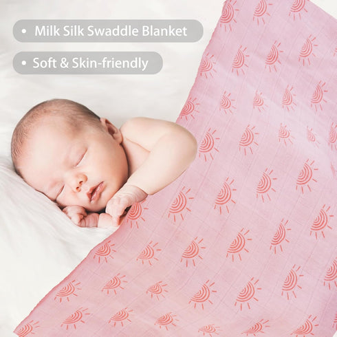 Viviland Muslin Swaddle Blankets, Baby Swaddle Wrap for Baby Boys and Girls, Breathable and Skin-Friendly Baby Receiving Blankets, Baby Essentials...