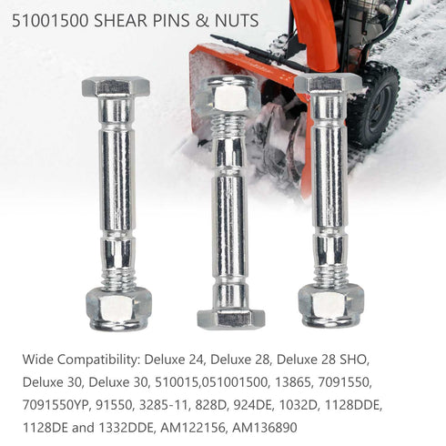 (12 Set of) 51001500 5/16" Snow Blower Shear Bolts & Nuts Compatible with Ariens ST1032 ST1028 ST824 ST828 Snow Thrower Auger, Replaces 510015, AM...