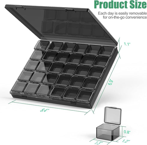 30 Packs Plastic Stackable Organizer Container with Lids, Mini Containers for Beads, Glitter, Slime, Paint or Seed Storage - Black (Black)...
