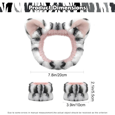 Soft and Comfy Face Wash Headband and Wristband Set | Spa Headband for Washing Face | Cute Tiger Design | 3-Piece Set Skincare Headbands Hair Band...