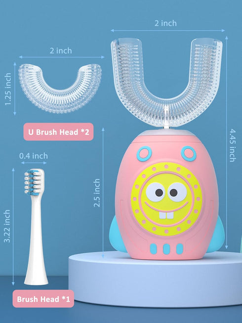 FTOYIN Kids U Shaped Electric Toothbrush, Kids Electric Toothbrushes with 5 Modes, Sonic Toothbrush Kids IPX7 Waterpoof with 3 Brush Heads, 360° A...