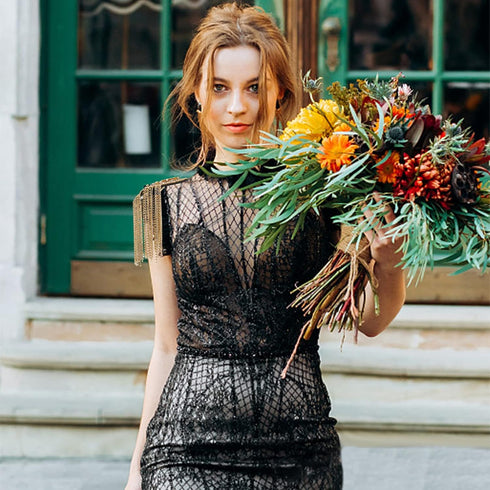 2pcs Metal Tassel Link Chain Epaulet Rhinestone Tassel Shoulder Epaulet Beaded Crystal Shoulder Boards Badge Brooch Pins Punk Epaulettes for Men W...