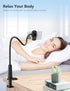 Tryone Gooseneck Phone Holder Stand for Bed Flexible Arm Adjustable Cell Phones Mount Clamp on Desk Bedframe Compatible with iPhone 14 Pro Max 13 ...