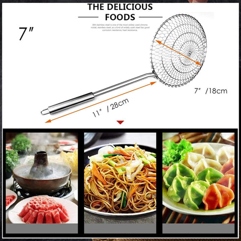 Best Utensils Asian Kitchen Stainless Steel Spider Strainer Professional Wire Skimmer with Spiral Mesh (7-Inch Strainer Basket)...