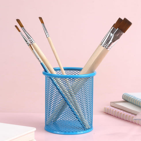 Tamaki Pen Holder Cup for Desk, Wire Mesh Pencil Cup Holder for Desk Office Pen Organizer (Blue)...