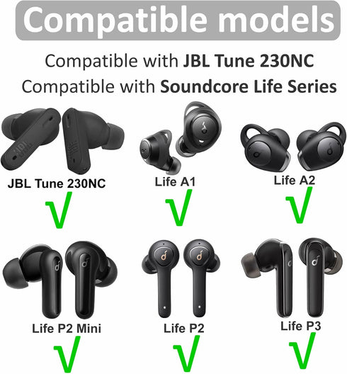 9 Pairs Ear Tips Compatible with JBL Tune 230NC TWS in-Ear Headphones, S/M/L 3 Size Silicone Eartips Earbuds Ear Buds Gel Wings Skin Accessories C...