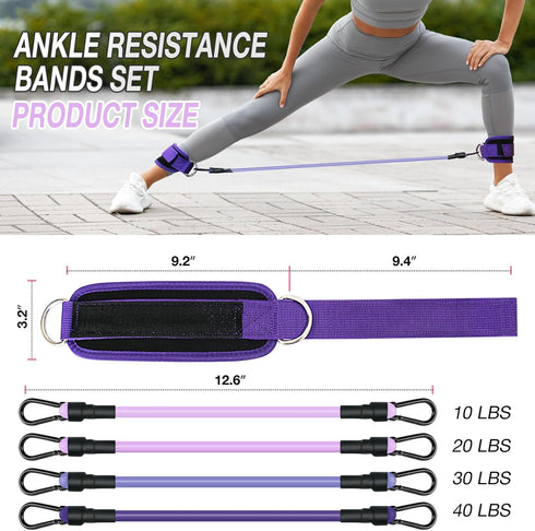 Ankle Resistance Bands with Cuffs, Ankle Bands for Working Out,Ankle Strap with 4PCS Exercise Band,Booty Workout Equipment for Kickbacks Hip,Butt ...