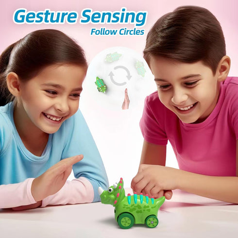 Interactive Dinosaur Toy Car, Electronic Dinosaur Car with Smart Follow Ball and Gesture Control, Rechargeable, Dino Toys for 3 Year Old Boys Girl...