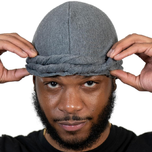Veeta Superior Halo Turban Silk Satin Lined Head Wrap, Pre-Tied Turban for Men & Women, Turban Durag Wave Cap (Grey)...