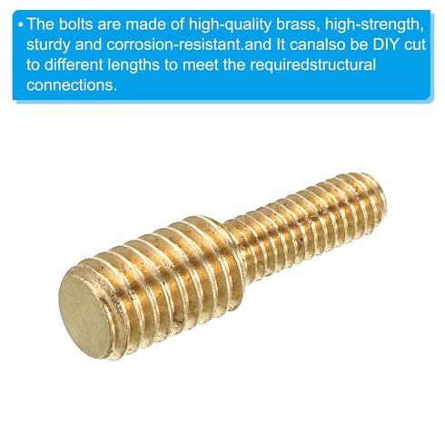 PATIKIL M4x10mm to M6x10mm Double End Threaded Stud Screw Bolt, 5 Pack Brass Rod Bolts Thread Reducer Adapter for Furniture Fastener, Hardware Con...