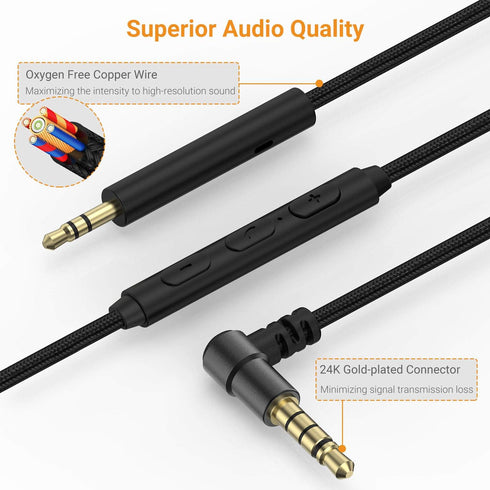 Cubilux 3.5mm to 2.5mm Headphone Cable with MIC Compatible with Bose QuietComfort 45/35/25 Noise Cancelling 700, Sennheiser Momentum 4, JBL Tune 7...