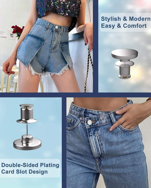 12 Sets 17mm Replacement Jean Buttons - Instant & Adjustable Detachable Metal Buttons for Pants, Jackets, Bags & More...