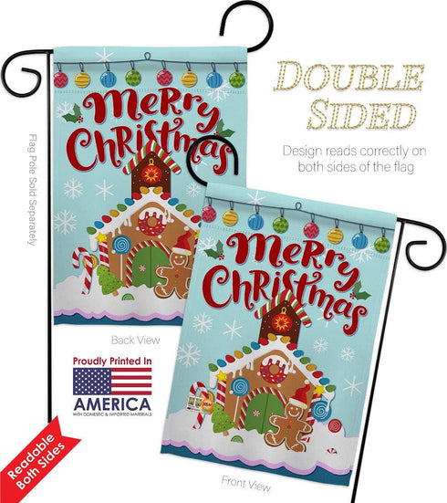 Breeze Decor Christmas Gingerbread House Garden Flag Winter Santa Marry Xmas Present Reindeer Season Wintertime Snow Decoration Banner Small Yard ...
