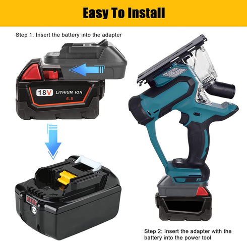 JYJZPB DM18M Battery Adapter with USB Charging Socket for Dewalt 20V Battery & Milwaukee M18 18V Lithium Battery Converter to Makita 18V BL1830 BL...