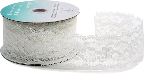 CT CRAFT LLC Lace Trim Ribbon 1.5" x 10 Yards White for Trimmings Sewing Home Decoration Gift Wrapping DIY Crafts Baby Shower Wedding Bouquet Clot...