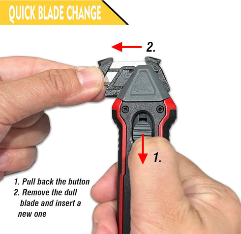 XW Safety Box Cutter with Quick Blade Change, Extra 5 Replacement Blades Included...