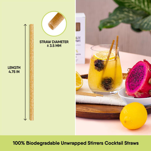 – 150 PCS of 4.75 Inches Unwrapped Biodegradable Drink Stirrers – Made of Vegetable Fibers, Best Cocktail Stirrers for Drinks of All Kinds...