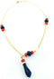 Azabache Ankle Bracelet For women W/Hand Charm 14K Gold Plated, Mariner Link for Protection and Good Luck 10 Inches...