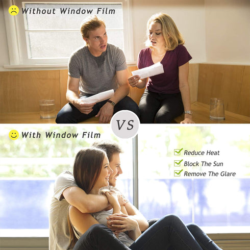 HooTown Window Tint for Home One Way Window Film Daytime Privacy Mirror Film Static Non-Adhesive Window Tint Film Heat Control Anti UV One Way Pri...