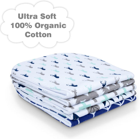 5-Pack Baby Burp Cloths for Boys, Triple Layer, Organic Cotton, Soft and Absorbent Towel, Burping Rags for Newborns Set...