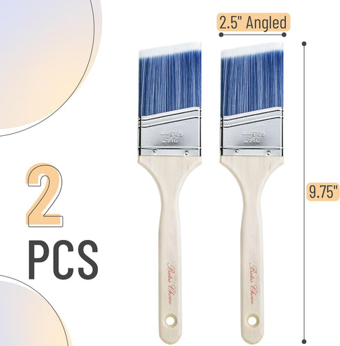 Bates- Paint Brushes, 2.5 inches, 2 Pack, Angle Brushes, Treated Wood Handle, Paint Brushes for Walls, Stain Brush, Wall Paint Brushes, Furniture ...
