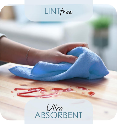 Hearth & Harbor Microfiber Cleaning Cloth, Microfiber Towels for Cars 12 Pack Washcloths, Blue Cleaning Rags, Reusable Microfiber Towel, Microfibe...