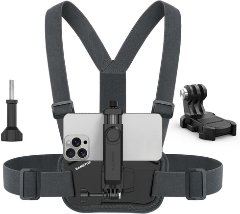 Sametop Phone Chest Mount Harness Holder Mobile Phone Strap Clip Compatible with iPhone Samsung GoPro 12/11/10/9/8 DJI Osmo and Most Cell Phones A...