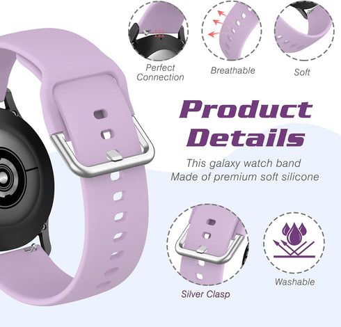 HSWAI 10 Pack Compatible with Samsung Galaxy Active 2 Watch Bands, Galaxy Watch 7/6/5/4/FE Band 40mm 44mm, Galaxy Watch 5 Pro 45mm, 20mm Soft Sili...