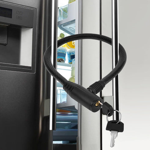 19.7" Secure Black Refrigerator Lock with Keys Childproof Cable Lock for French Door Fridge & Kitchen Cabinet 1-Pack...