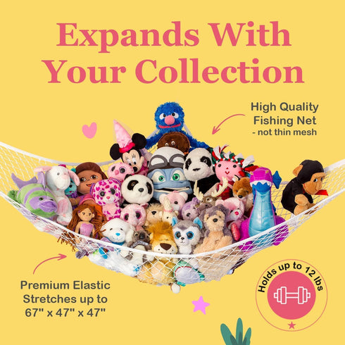 Lilly's Love Large Stuffed Animal Net Hammock for Plushie Toys | Corner Hanging Organizer for your Teddy and Stuffy Collection | Easy to Hang w/In...