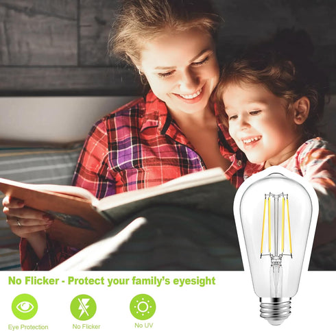 WIHTU Vintage LED Edison Bulbs, 6W Equivalent 60W, ST58 Antique LED Filament Bulbs, LED Light Bulbs with 95+ CRI, High Brightness Daylight 4000K, ...
