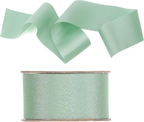 Sage Green Ribbon 1-1/2 Inch 26 Yards Green Ribbon Handmade Silky Ribbon Lux Solid Fabric Satin Ribbon for Gift Wrapping Chair Sash Wedding Bridal...