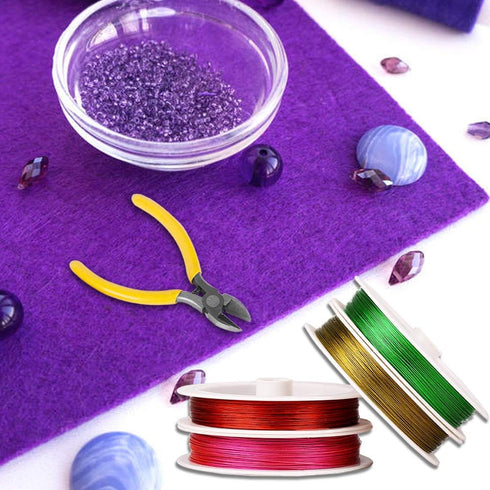 10 Pack Jewelry Beading Wire with Cutting Pliers, DaKuan Craft Wire Jewelry Beading Wire Tarnish Resistant Copper Wire for Jewelry Making (26 Gaug...