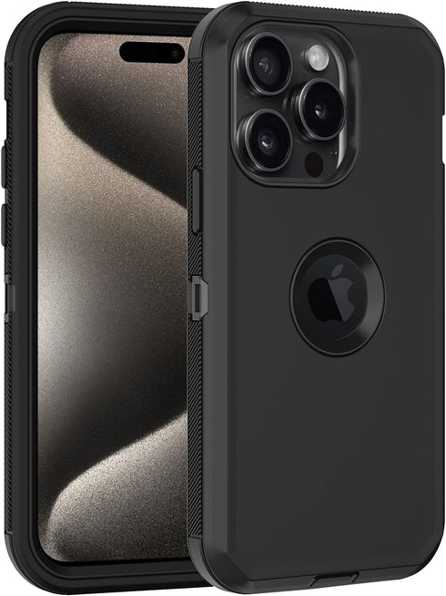for iPhone 15 Pro Max Case, with Built in Screen Protector Heavy Duty Drop Protection, Full Body Rugged Shockproof Dust Proof Protective Phone Cov...