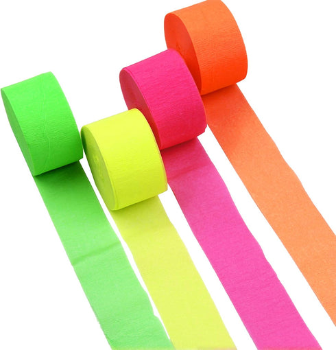 NICROLANDEE Blacklight Party Decorations - 4 Rolls Glow Crepe Paper Fluorescent Neon Streamers for Wedding, Birthday, Fiesta, Prom Dance, Party Ph...