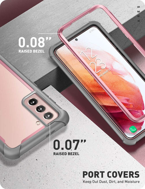i-Blason Ares Series Case Designed for Galaxy S21 5G (2021 Release), Rugged Clear Bumper Case Without Built-in Screen Protector (Pink)...