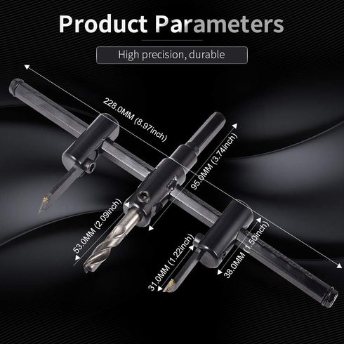 KATUR 30mm to 200mm Adjustable Circle Hole Cutter Saw Kit, Wood Drywall Drill Bit Saw Round Cutting, Woodworking Twist Hole DIY Tools (30-200mm)...