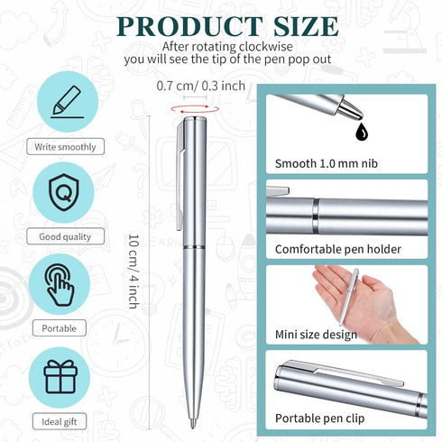Teling 72 Pcs Small Ballpoint Pen Mini Pens Bulk 4 Inch Short Small Pens Tiny Pen Ink Ballpoint Pens for Notebook Pockets Signature Notepads Schoo...