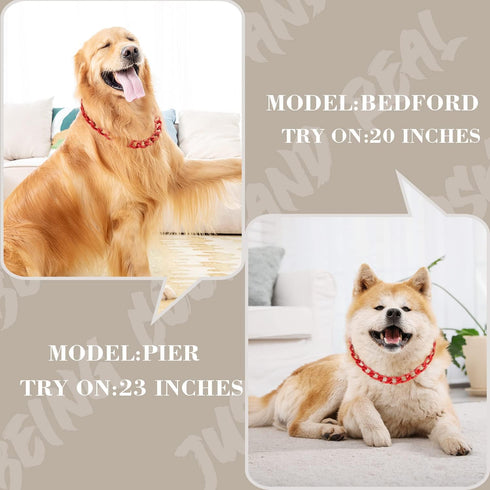 Red Dog Chain Collar-3/4 Inch ?20mm? Width Cuban Link Durable Dog Necklace, Cute Fashion Pet Collar for Pit Bulldog, Light Metal Jewelry Bold Chai...