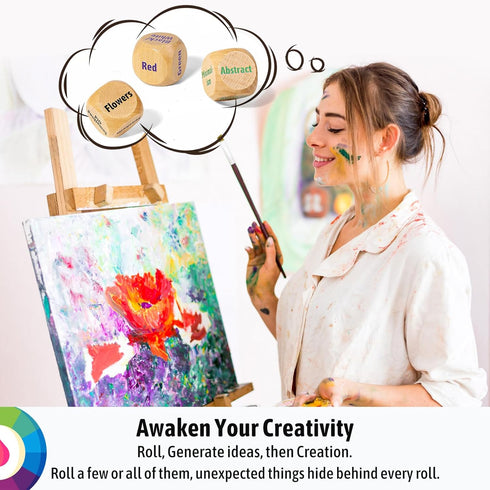 Inspiration Art Dice Set, W/Art Principles Cards - Color Wheel & Painting Knowledge, Drawing Games Art Supplies for Adults, Art Stuff Set of 9 Dic...