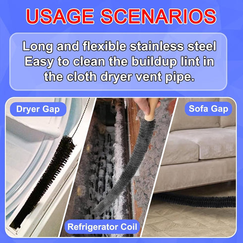 28 inch Clothes Dryer Lint Brush Dryer Vent Cleaner Brush Dryer Lint Brush Extra Long for Laundry Room and Washer Dryer, Bathroom, Kitchens, Coil ...